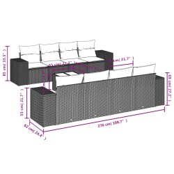 9-tlg. Garten-Sofagarnitur mit Kissen Schwarz Poly Rattan