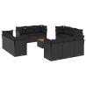 13-tlg. Garten-Sofagarnitur mit Kissen Schwarz Poly Rattan