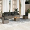 7-tlg. Garten-Sofagarnitur mit Kissen Grau Poly Rattan