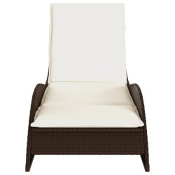 Sonnenliege mit Auflage Braun 60x205x73 cm Poly Rattan