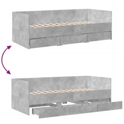 Tagesbett mit Schubladen ohne Matratze Betongrau 100x200 cm