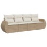 4-tlg. Garten-Sofagarnitur mit Kissen Beige Poly Rattan