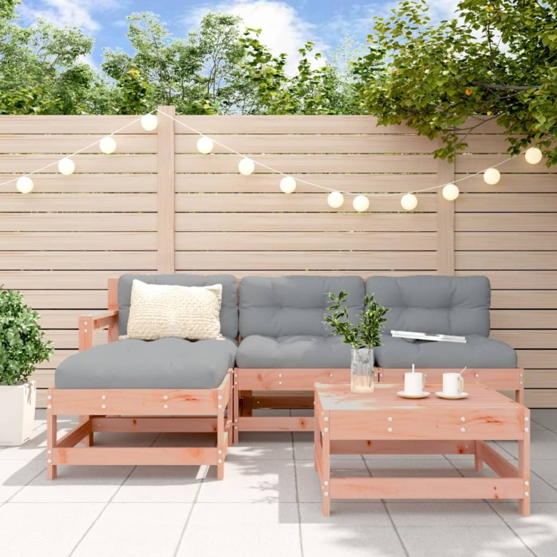 5-tlg. Garten-Lounge-Set mit Kissen Massivholz Douglasie