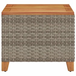 Gartentisch Grau 45x45x37 cm Poly Rattan Akazienholz