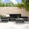 6-tlg. Garten-Lounge-Set mit Kissen Grau Massivholz