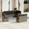 8-tlg. Garten-Sofagarnitur mit Kissen Grau Poly Rattan