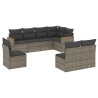 8-tlg. Garten-Sofagarnitur mit Kissen Grau Poly Rattan