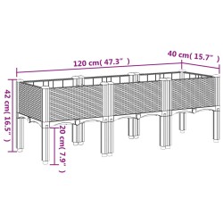 Pflanzkasten mit Beinen Braun 120x40x42 cm PP