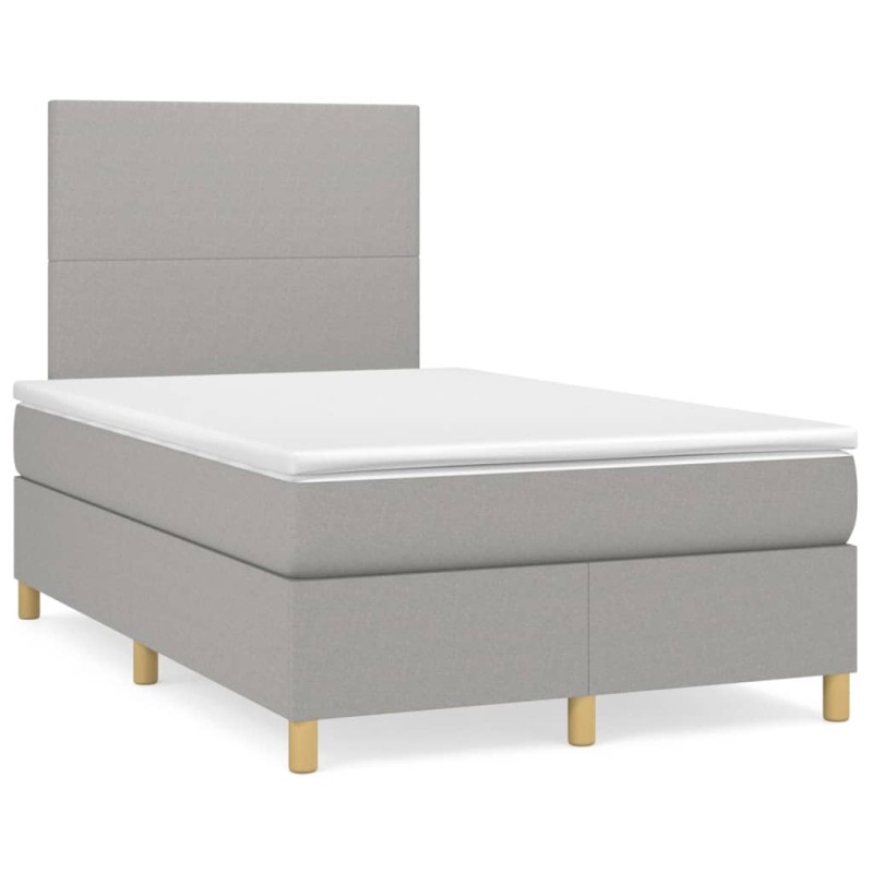 Boxspringbett mit Matratze & LED Hellgrau 120x190 cm Stoff