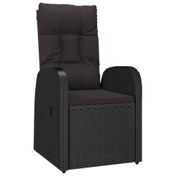 Gartensessel mit Kissen 2 Stk. Verstellbar Schwarz Poly Rattan