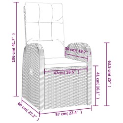 Gartensessel mit Kissen 2 Stk. Verstellbar Schwarz Poly Rattan