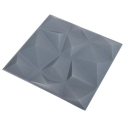 3D-Wandpaneele 12 Stk. 50x50 cm Diamant Grau 3 m²