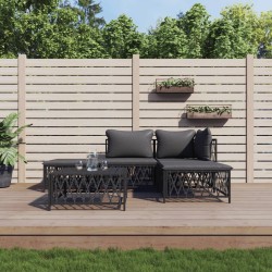 5-tlg. Garten-Lounge-Set mit Kissen Anthrazit Stahl