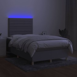 Boxspringbett mit Matratze & LED Hellgrau 120x190 cm Stoff