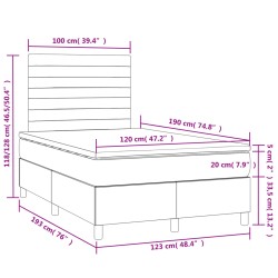 Boxspringbett mit Matratze & LED Hellgrau 120x190 cm Stoff