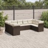 9-tlg. Garten-Sofagarnitur mit Kissen Braun Poly Rattan