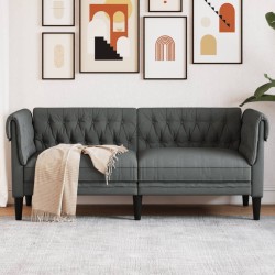 Chesterfield-Sofa 2-Sitzer Dunkelgrau Stoff