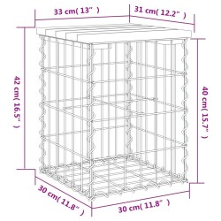 Gartenbank aus Gabionen 33x31x42 cm Massivholz Kiefer