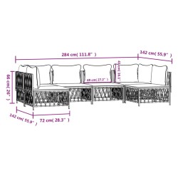 6-tlg. Garten-Lounge-Set mit Kissen Anthrazit Stahl