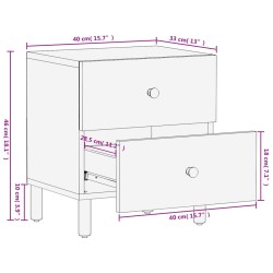 Nachttisch Schwarz 40x33x46 cm Massivholz Mango