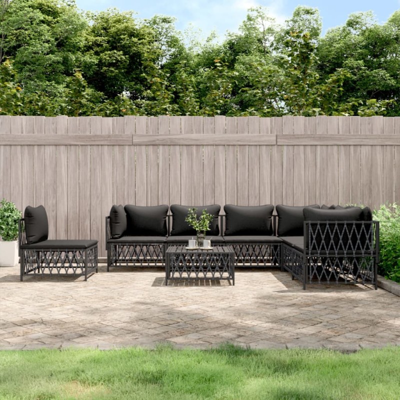 8-tlg. Garten-Lounge-Set mit Kissen Anthrazit Stahl