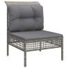 12-tlg. Garten-Lounge-Set mit Kissen Grau Poly Rattan