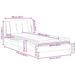 Bett mit Matratze Grau 100x200 cm Kunstleder