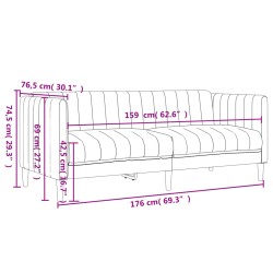 3-tlg. Sofagarnitur Schwarz Stoff