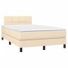 Boxspringbett mit Matratze & LED Creme 120x190 cm Stoff