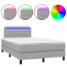 Boxspringbett mit Matratze & LED Hellgrau 120x190 cm Stoff