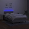 Boxspringbett mit Matratze & LED Hellgrau 120x190 cm Stoff