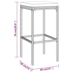 11-tlg. Gartenbar-Set mit Kissen Grau Poly Rattan