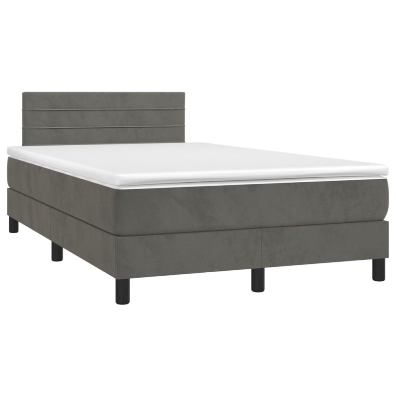 Boxspringbett mit Matratze & LED Dunkelgrau 120x190 cm Samt