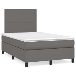 Boxspringbett mit Matratze & LED Grau 120x190 cm Kunstleder