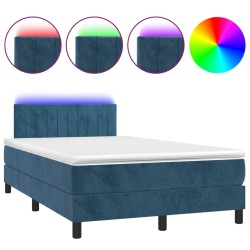 Boxspringbett mit Matratze & LED Dunkelblau 120x190 cm Samt