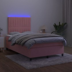 Boxspringbett mit Matratze & LED Rosa 120x190 cm Samt