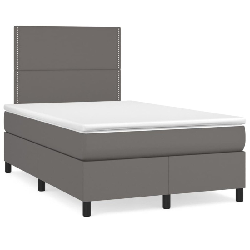 Boxspringbett mit Matratze & LED Grau 120x190 cm Kunstleder