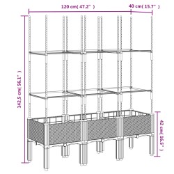 Pflanzkübel mit Rankgitter Grau 120x40x142,5 cm PP