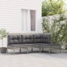 4-tlg. Garten-Lounge-Set mit Kissen Grau Poly Rattan