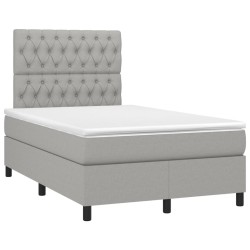 Boxspringbett mit Matratze Hellgrau 120x190 cm Stoff