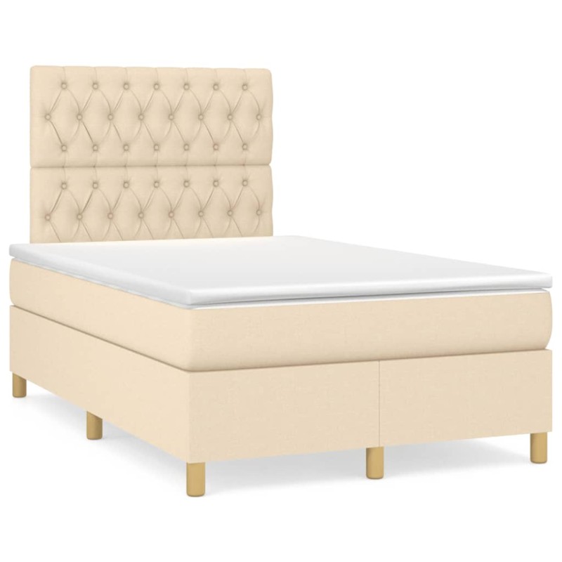 Boxspringbett mit Matratze Creme 120x190 cm Stoff