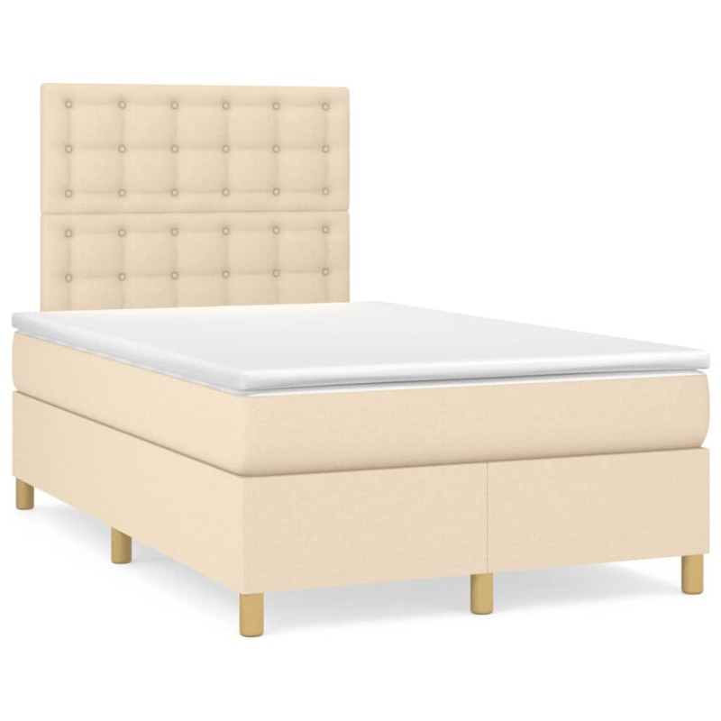 Boxspringbett mit Matratze Creme 120x190 cm Stoff