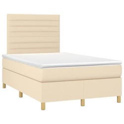 Boxspringbett mit Matratze & LED Creme 120x190 cm Stoff