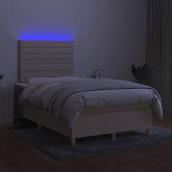 Boxspringbett mit Matratze & LED Creme 120x190 cm Stoff