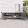 8-tlg. Garten-Lounge-Set mit Kissen Grau Poly Rattan