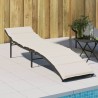 Sonnenliege mit Kissen Schwarz 55x199x50 cm Poly Rattan