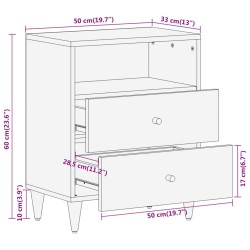 Nachttisch 50x33x60 cm Massivholz Mango