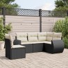 5-tlg. Garten-Sofagarnitur mit Kissen Schwarz Poly Rattan