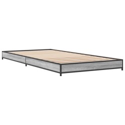 Bettgestell Grau Sonoma 75x190 cm Holzwerkstoff und Metall