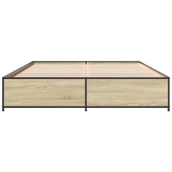 Bettgestell Sonoma-Eiche 135x190 cm Holzwerkstoff und Metall